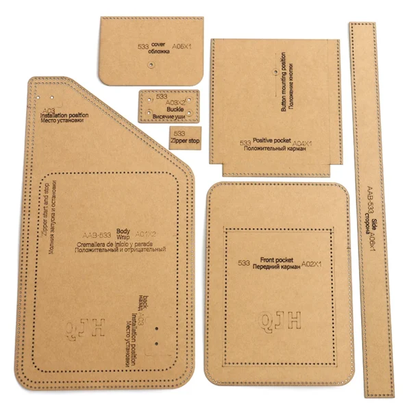 DIY Leather Goods Kraft Paper Template For Men's Fashion Chest Bag Sewing Pattern Handmade Shoulder Bag Cutting Pattern Stencil - Image 2