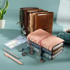 Soft Refillable Journal Notebook 6 Ring Binder Vintage A6 Sketchbook PU Leather Handmade Leather Bound Journal Women