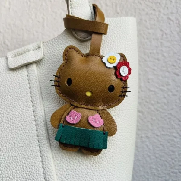 Hot Sale Handmade Leather Goods Sheep Cross Dressing Hello Kitty Handbag Pendant Cute Car Keychain Girl'S Gift Birthday Cute - Image 5