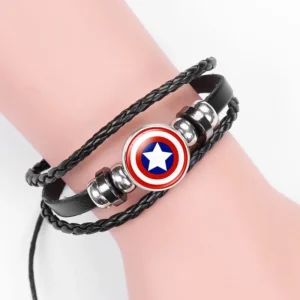 Deadpool Marvel Hero Luminous Cowhide Bracelet Handmade Braided Beads Student Leather Wristband Fine Jewelry & Accessories New