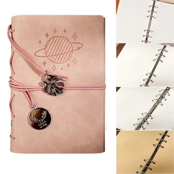 Soft Refillable Journal Notebook 6 Ring Binder Vintage A6 Sketchbook PU Leather Handmade Leather Bound Journal Women - Image 2