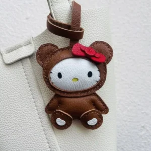 Hot Sale Handmade Leather Goods Sheep Cross Dressing Hello Kitty Handbag Pendant Cute Car Keychain Girl'S Gift Birthday Cute