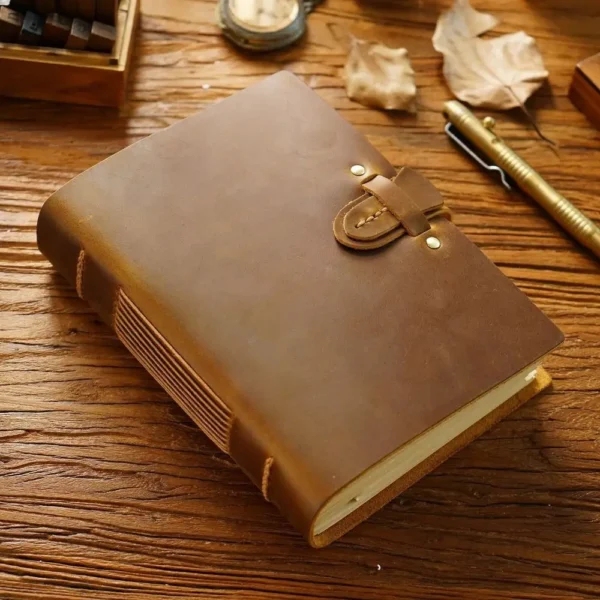 Vintage Leather Bound Journal Handmade Genuine Leather Cover Travel Sketchbook Unlined Blank Pages Sketch Notebook Drawing - Image 2
