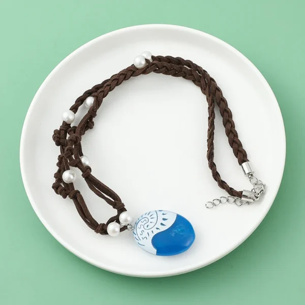 Anime Movie Princess Moana 2 Necklace Cosplay Handmade Braided Leather Rope Necklace for Women Girl Jewelry Prop Accessories - Image 2