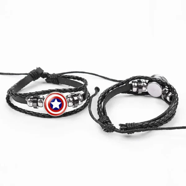 Deadpool Marvel Hero Luminous Cowhide Bracelet Handmade Braided Beads Student Leather Wristband Fine Jewelry & Accessories New - Image 2