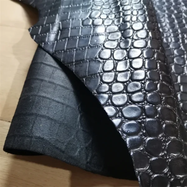 First Layer Black Crocodile Pattern Cowhide Embossed Leather Handmade Diy Goods Leather Shoes Bag Fabric Tela De Cuero - Image 4