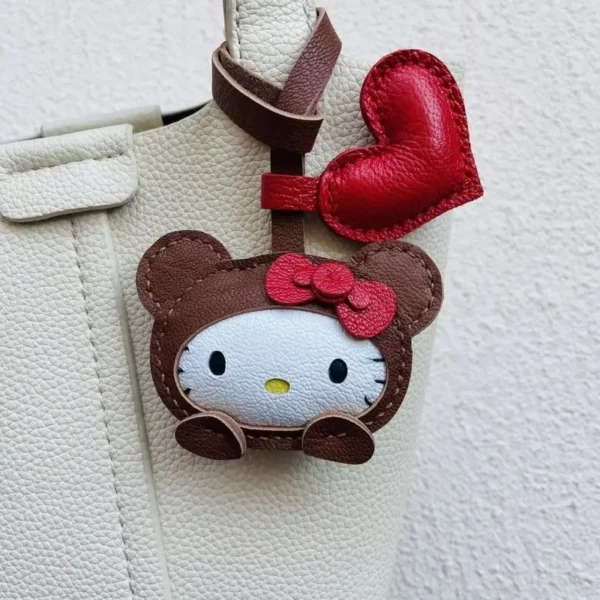 Hot Sale Handmade Leather Goods Sheep Cross Dressing Hello Kitty Handbag Pendant Cute Car Keychain Girl'S Gift Birthday Cute - Image 2