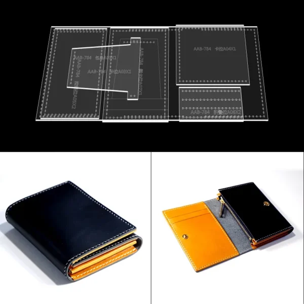 DIY Leather Craft Handmade Leather Goods/Cropped Wallet/ Zippered Wallet Acrylic Pattern Template Stencil