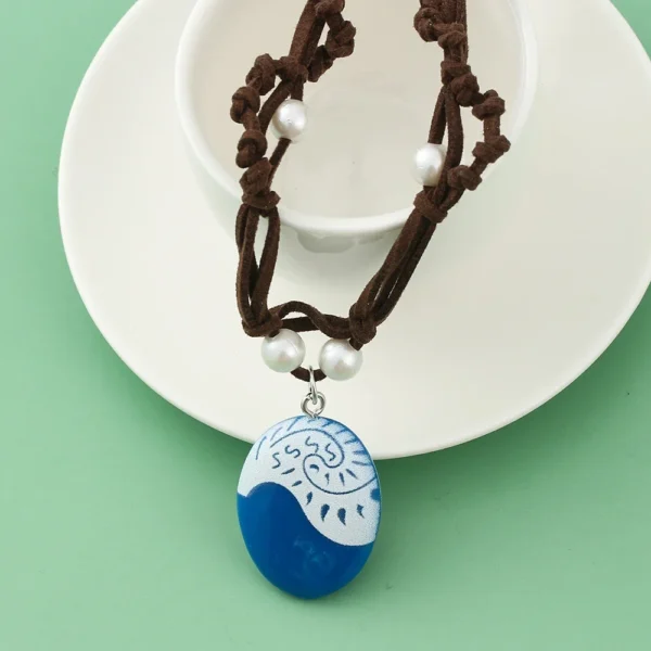 Anime Movie Princess Moana 2 Necklace Cosplay Handmade Braided Leather Rope Necklace for Women Girl Jewelry Prop Accessories - Image 3