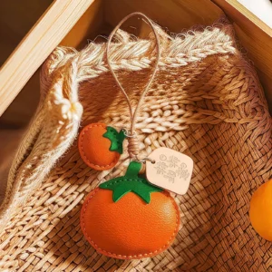 Microfiber handmade persimmon pendant keychain car bag charm microfiber leather good thing happened gift pendant