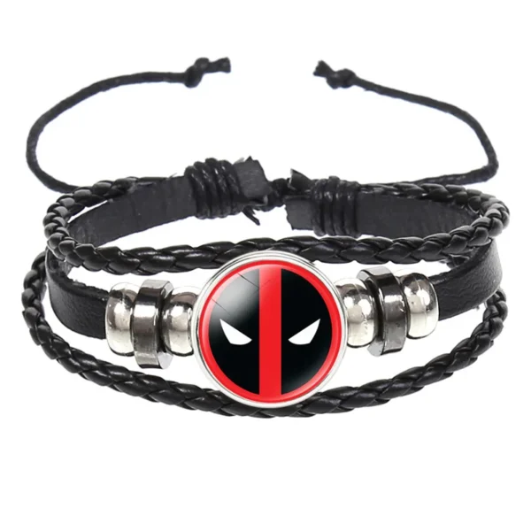Deadpool Marvel Hero Luminous Cowhide Bracelet Handmade Braided Beads Student Leather Wristband Fine Jewelry & Accessories New - Image 3