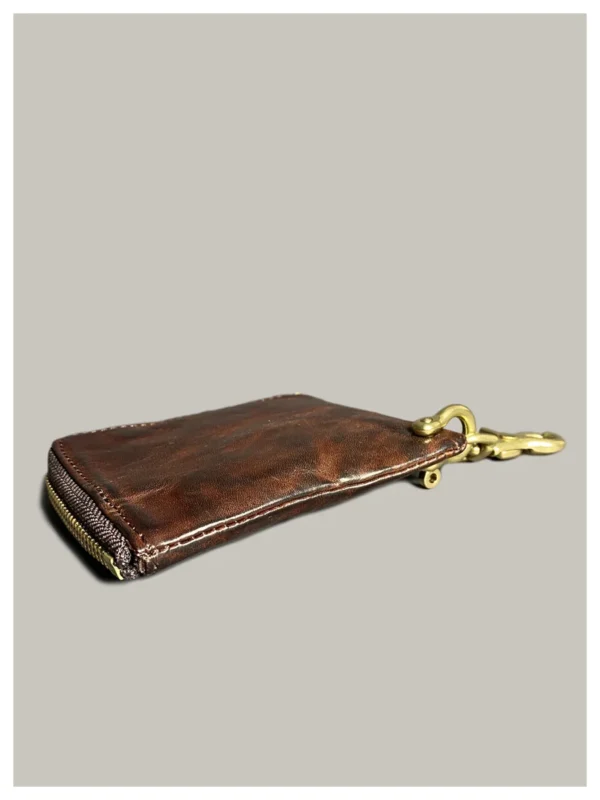 Japanese high-end handmade leather goods first layer cowhide small hanging bag retro genuine leather change bag card bag - Image 4