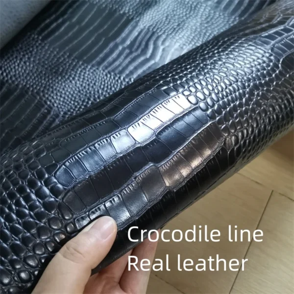 First Layer Black Crocodile Pattern Cowhide Embossed Leather Handmade Diy Goods Leather Shoes Bag Fabric Tela De Cuero - Image 2