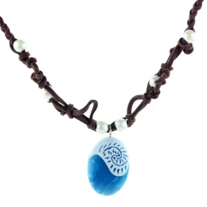 Anime Movie Princess Moana 2 Necklace Cosplay Handmade Braided Leather Rope Necklace for Women Girl Jewelry Prop Accessories